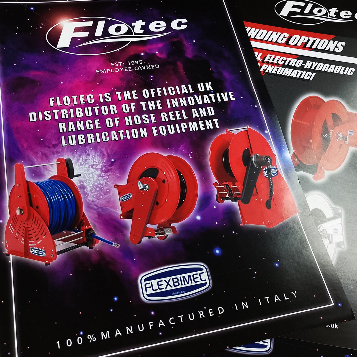 FlotecIndLtd's tweet photo. Thanks to the team at @RSPrintLtd  for the slick print and timely delivery of the latest #Flotec  #Flexbimec #hose reel and lubrication brochures. 

Follow the link to discover more about this exciting and #innovative product range: 
https://t.co/KSgmkbO5iK https://t.co/F7xLogMeDK