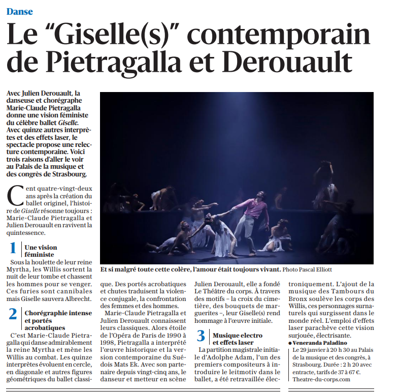 Publié ce matin dans les #DernièresNouvellesdAlsace ! On se retrouve le 29 janvier au Palais des Congrès et de la Musique de #Strasbourg 😘

<a href="/dnatweets/">DNA</a> #spectacle #giselles