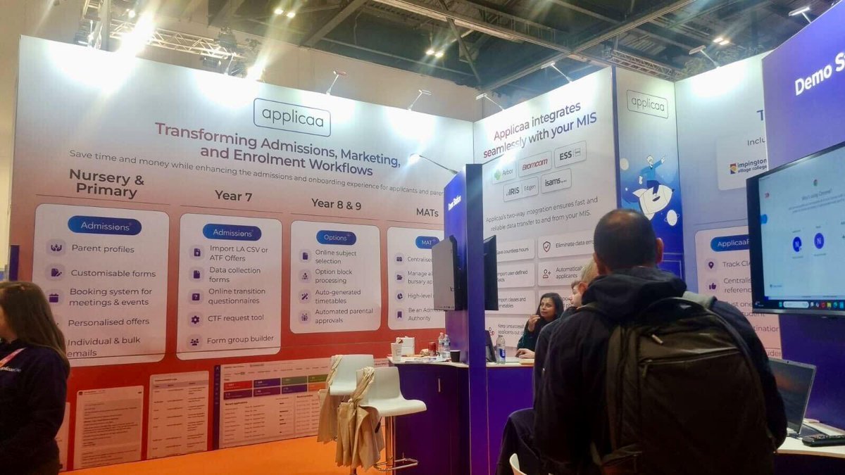 🚨 Day 2 at BETT is buzzing! 🚨
We're connecting with schools and showing how Applicaa can transform your admin. 🌟 Visit us at stand SH30 today for an exclusive offer! Save time, money, and trees! 🌱 All-in-one platform for your school’s admin needs. Don’t miss out! ☕️ #BETT2025