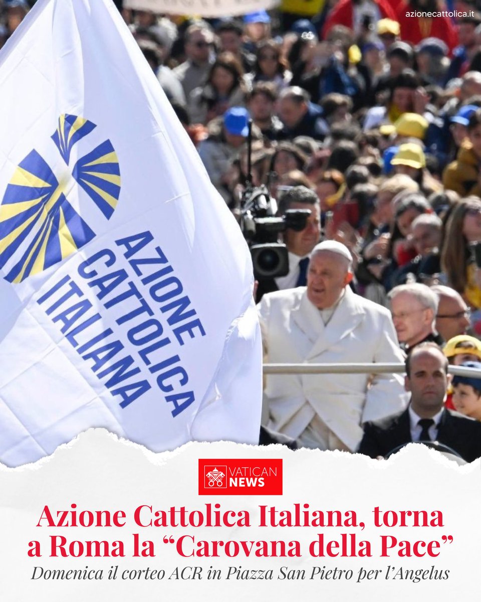Torna la Carovana della #Pace dell’ACR <a href="/ACdiRoma/">AC Diocesi di Roma</a> !
​
Un corteo festoso e colorato che attraverserà le strade della Capitale, accompagnato dallo slogan “La Pace in Azione!”, verso l’Angelus di Papa Francesco. 
​
<a href="/Iubilaeum_25/">Iubilaeum25</a> <a href="/Pontifex_it/">Papa Leone XIV</a> <a href="/vaticannews_it/">Vatican News</a>