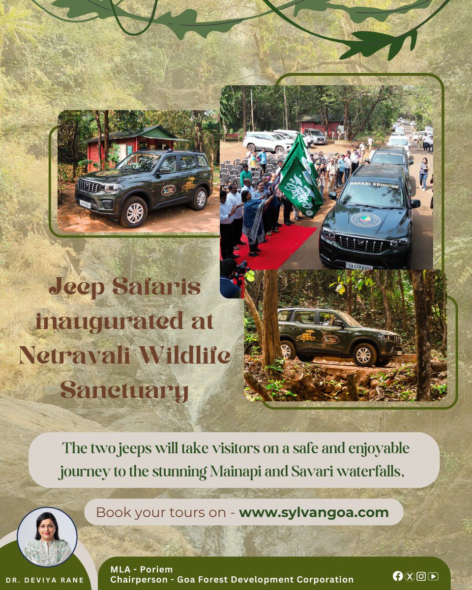 draneofficial's tweet photo. Jeep safaris have been inaugurated at Netravali Wildlife Sanctuary, taking you on an exhilarating journey to the breathtaking Mainapi and Savari waterfalls!
Book your tours on - https://t.co/WPzLRUKWiP
#netravaliwildlifesanctuary #jeepsafari #waterfall #mainapiwaterfall #savari #Sylvan #goa
@gfdc_goa
