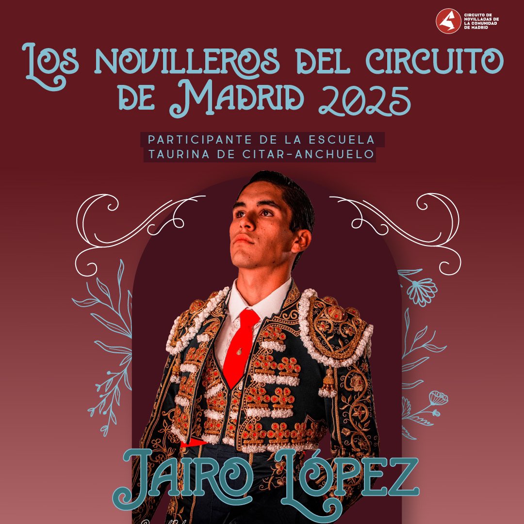 🌟 JAIRO LÓPEZ 🌟

▫️Alumno de la Escuela Taurina CITAR-Anchuelo

Se une como quinto participante del Circuito de Madrid 2025 💥

¡No queda nada para dar comienzo! 🤭

#CircuitodeMadrid2025