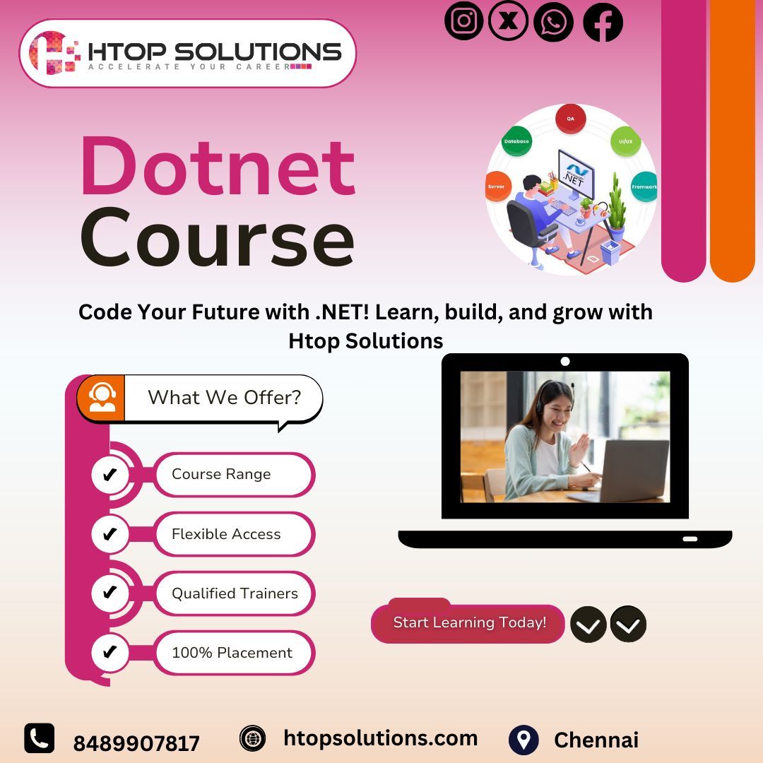 htop_online's tweet image. Learn dot net training in chennai by enrolling yourself at Htop solutions for the best Dot net course in chennai with certification. Call us at 8489907812

#dotnettraininginchennai #instagram #facebook #twitter