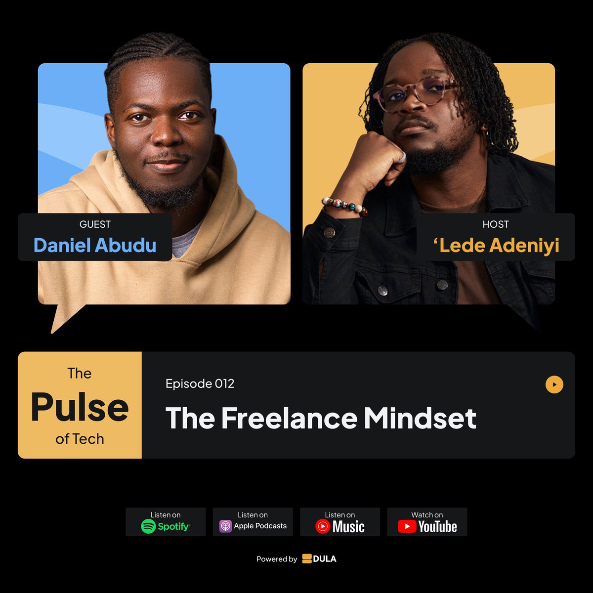 The Pulse of Tech Podcast (TPOT) (@pulseoftechpod) on Twitter photo The wait is over—Episode 012: The Freelance Mindset with <a href="/unorthodox_dan/">Daniel Abudu.</a> is out! Tune in and discover how to elevate your freelance journey with a powerful mindset.
Link in bio. The wait is over—Episode 012: The Freelance Mindset with <a href="/unorthodox_dan/">Daniel Abudu.</a> is out! Tune in and discover how to elevate your freelance journey with a powerful mindset.
Link in bio.