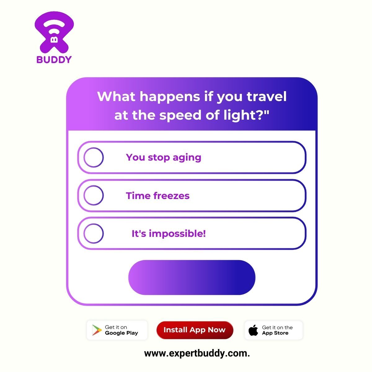 Expertbuddy_'s tweet photo. 🚀 What happens if you travel at the speed of light? 🌌 Test your Physics knowledge with this fun quiz! Comment your answer below and tag a friend who loves a science challenge. 👇
#quiz  #physics  #gcsestudent #gcsephysics #gcseprep #Lakers #jokic #StormÉowyn #Freddie https://t.co/HHHxzIPvoM