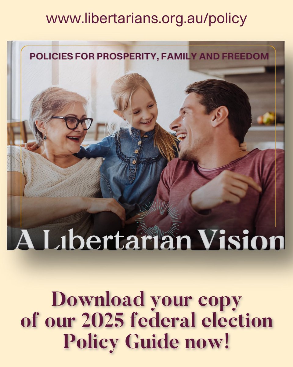LibertariansAus's tweet photo. A Libertarian Vision: Policies for Prosperity, Family and Freedom

We are proud to launch our policies for the upcoming 2025 federal election. Follow the link to our comprehensive Policy Guide.

Libertarians are change makers, and we are ready to make a difference for you, your family and Australia.

#iamLibertarian