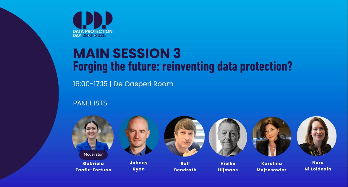 CPDPconferences's tweet image. CPDP - Data Protection Day 2025
"Forging the Future: Reinventing Data Protection?"
Follow @bendrath , @HielkeHijmans , Karolina Mojzesowicz, @NoraNiLoideain and @johnnyryan in a conversation moderated by @gabrielazanfir.
Whereas the digital word is subject to constant change,…