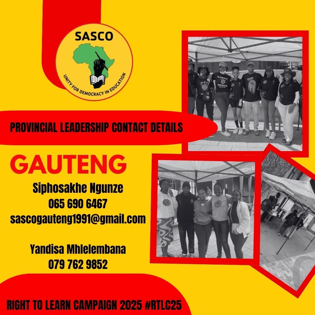 SascoNational's tweet photo. SASCO Provincial Leadership Contact Details 

🖤💚💛❤️
#rtlc2025 
#sasco34 
#SASCOyabafundi https://t.co/YfNg1JXIqz