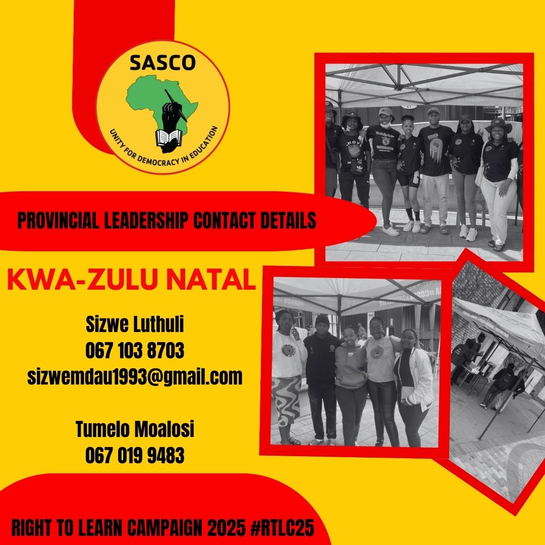 SascoNational's tweet photo. SASCO Provincial Leadership Contact Details 

🖤💚💛❤️
#rtlc2025 
#sasco34 
#SASCOyabafundi https://t.co/YfNg1JXIqz