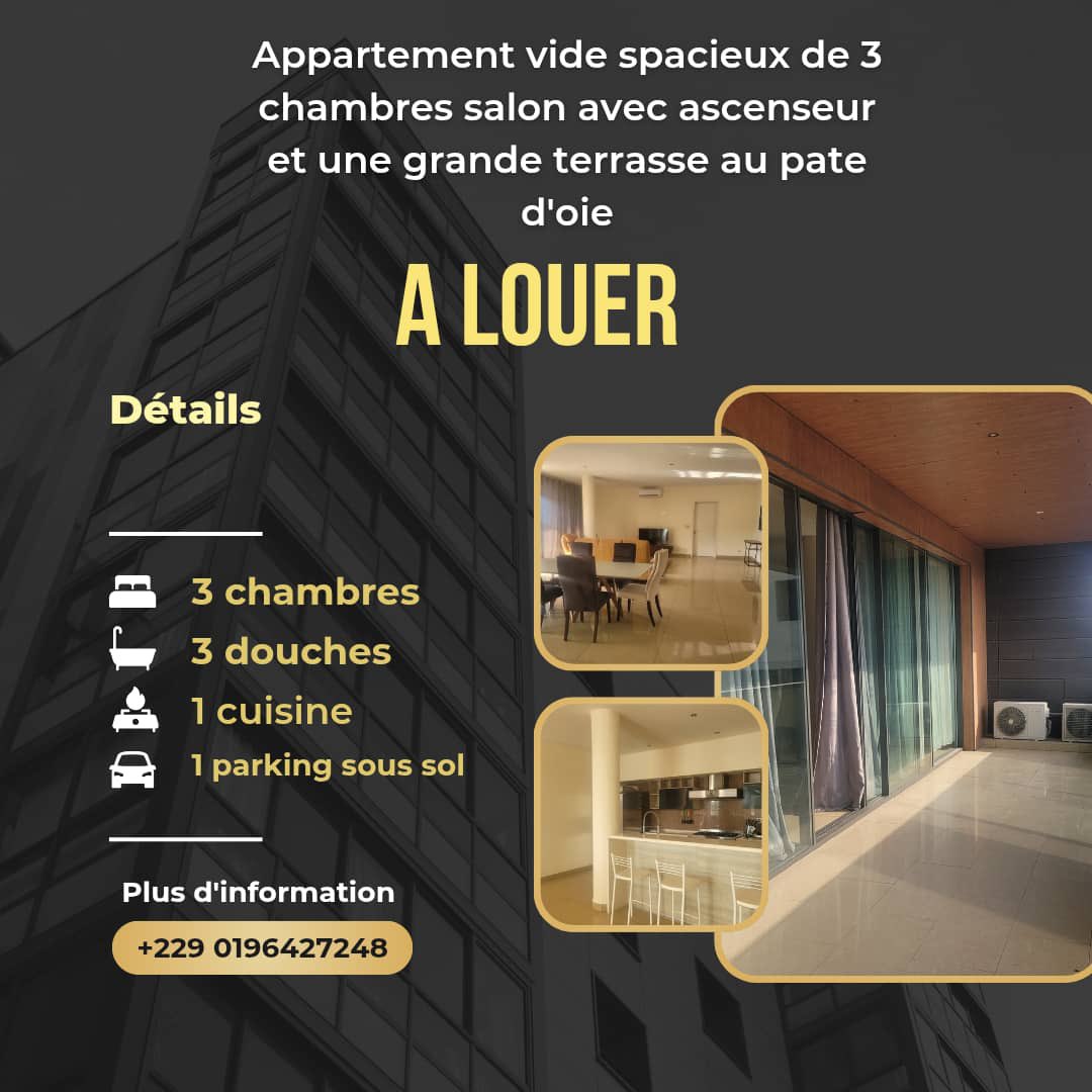 darealcos's tweet photo. A louer
- un appartement de 3 chambres salon vide bien vaste,  grande terrasse avec ascenseur au pate d'oie
- plus d'infos sur le site 
- 👉🏿https://t.co/eepTraaSL4 https://t.co/dzwR59iO8W