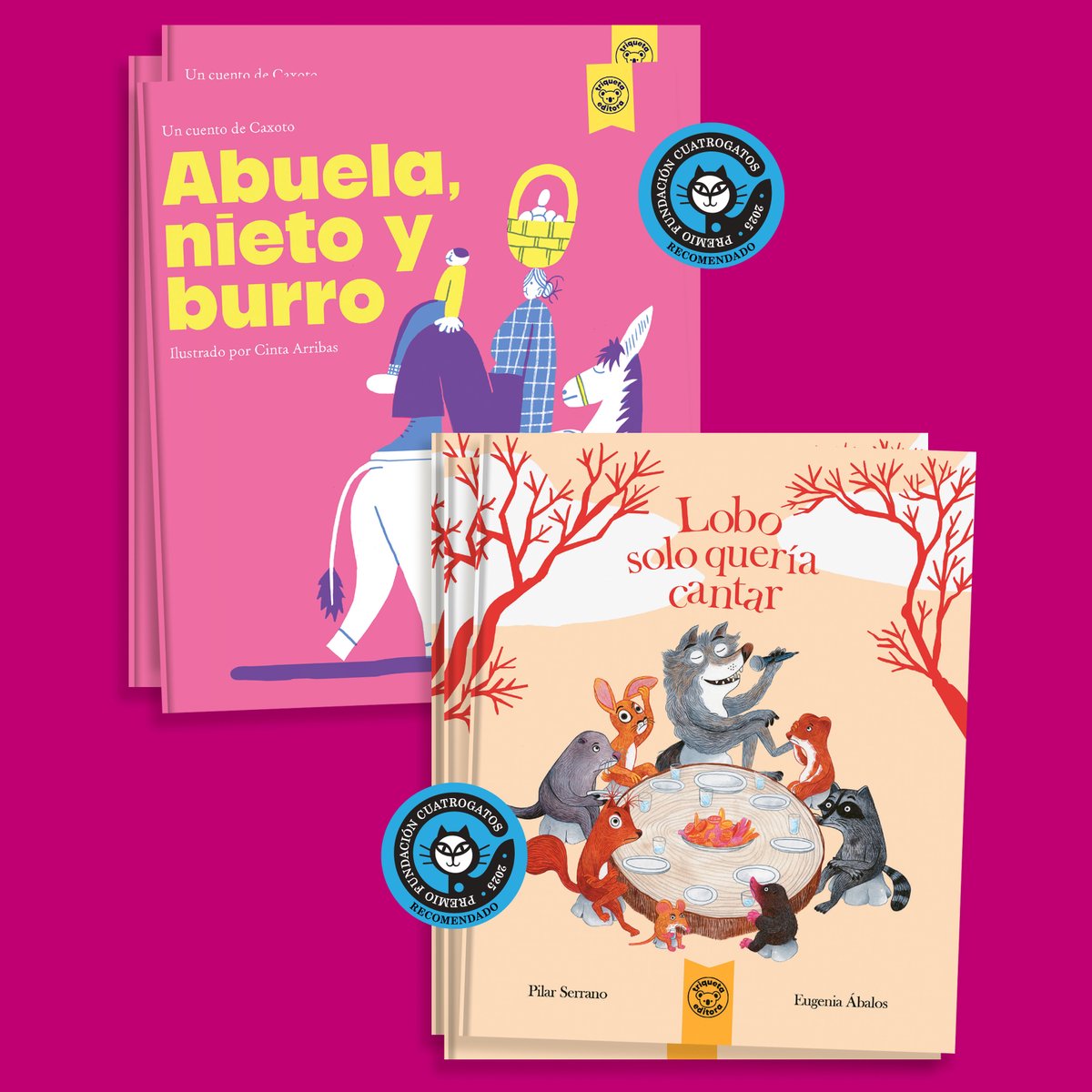 «Abuela nieto y burro» de @caxoto_ y @cinta_arribas junto con «Lobo solo quería cantar» de @pilarserranoburgos y <a href="/eugeabalos/">Eugenia Ábalos</a>
están en la lista de recomendados de la
@fundacioncuatrogatos
❤️Muchísimas gracias!!