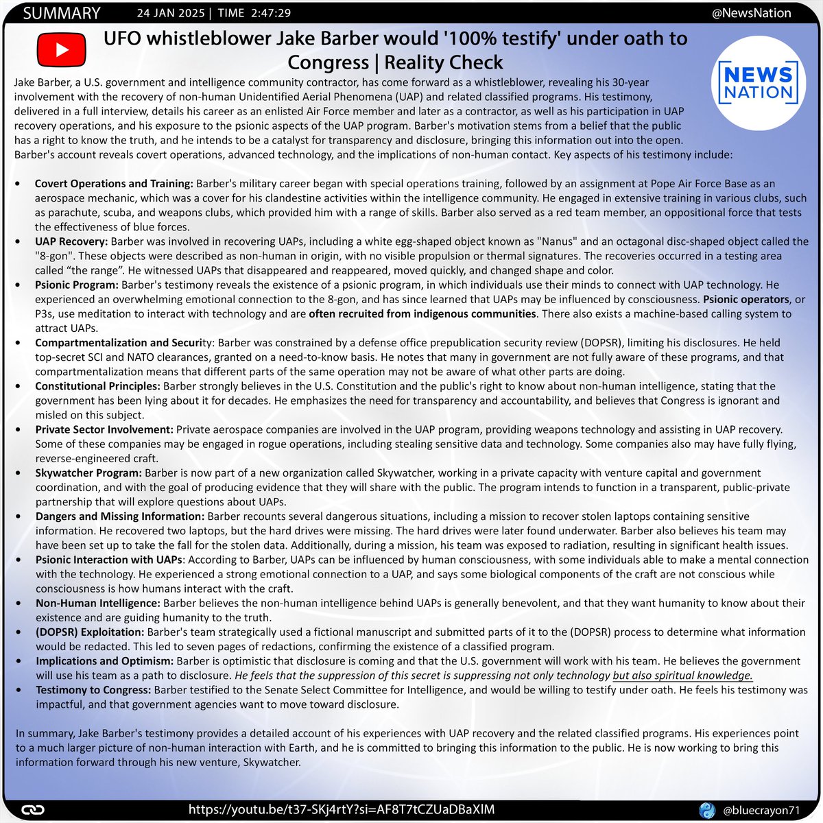 bluecrayon71's tweet photo. UFO whistleblower Jake Barber would '100% testify' under oath to Congress | Reality Check @NewsNation

🔗 https://t.co/R0UPOxTqSU

#UAPWhistleblower #JakeBarber #NonHumanTech #CovertOps #PsionicProgram #Skywatcher #Disclosure #GovSecrets #TruthMovement #AlienTech #RedTeamOps https://t.co/vXkRHLJbrj