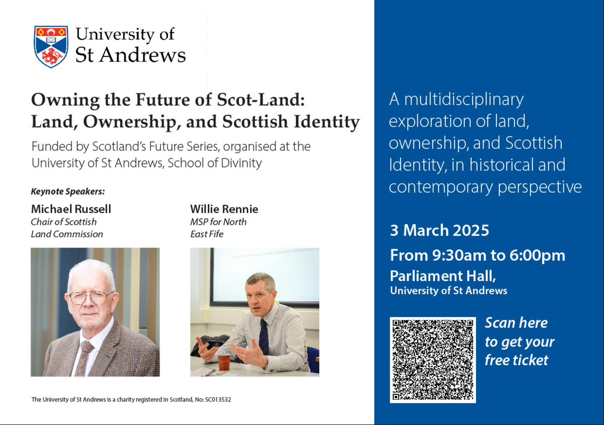 Come join us for an exploration on ‘Scot-Land’ on the 3rd of March! Interdisciplinary talks and more, full information and FREE tickets can be found here: 

eventbrite.co.uk/e/owning-the-f…