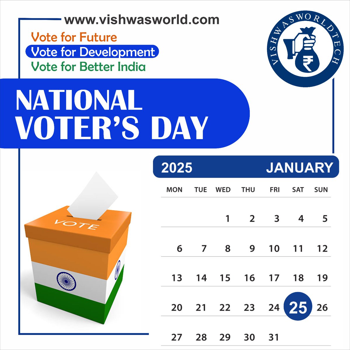 Vishwas_World's tweet photo. Your Vote, Your Voice, Your Power! ✨
💡 Vishwas Investment | 📈 Empowering Decisions, Building Futures | 🌟 This National Voters' Day, Make Every Choice Count!
Visit Website - https://t.co/Lc17VJ4Qzy
Call To -9353794637

#SmartInvestment #SandalwoodSuccess https://t.co/D0qiDeJ7c3