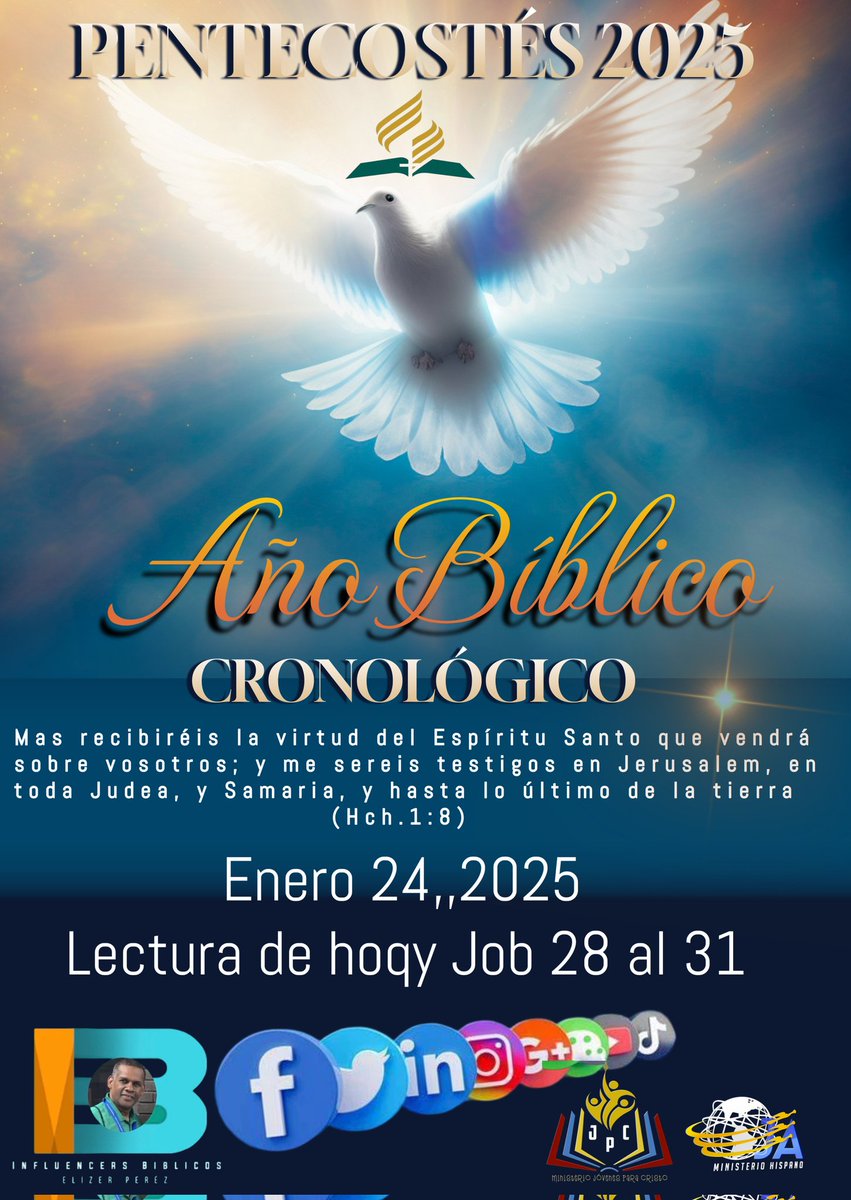 EliezerPrez8's tweet photo. Viérnes_24_de_Enero,2025.
continuamos con lalectura de Las Sagradas Escrituraas atravez del Año bíblico cronológico #Pentecostés2025. Lectura de hoy #Job_28_al_31.
Lealos.
Invitación a  participar  en Facebook  vivo de lunes a viernes  a las 10:00 am y 5:00 pm. https://t.co/tksKoiroGP