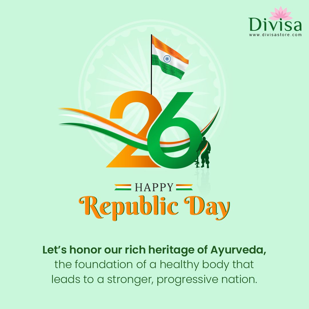 May the heritage of Ayurveda empower us to build a nation rooted in health, unity, and progress.
Happy Republic Day! ✨

#DivisaHerbals #DivisaStore #DivisaOnlineStore #RepublicDay2025 #IndiaRepublicDay #26January #HarDilTiranga #CelebratingIndia #UnityInDiversity #IndianRepublic