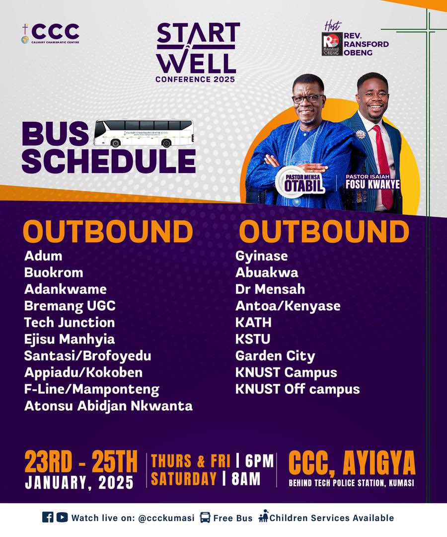 DAY 1 was phenomenal 😍, can’t wait to see you for DAY 2 ✌🏽

⏰ 6:00pm Sharp👌🏾

#StartWellConfrenece25 #SWC25 #Kumasi #Ghana #DrMensahOtabil #CCCGhana