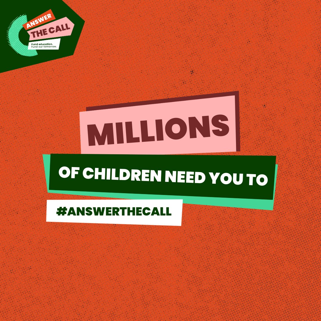 The future is calling… Will you #AnswerTheCall?

Don't put the future on hold any longer: answerthecall.education

#FundEducation <a href="/GPforEducation/">Global Partnership for Education</a>
