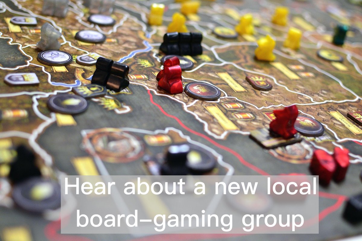 A new board-gaming group’s been set up near Horley. Free entry and free parking! 

To hear about it, tap here and then tap ▶ tinyurl.com/prp71games

#Reigate #Redhill #Merstham #Buckland  #Betchworth #Brockham #Horley #Gatton #Earlswood #Charlwood #Hookwood #Outwood
#Leigh
