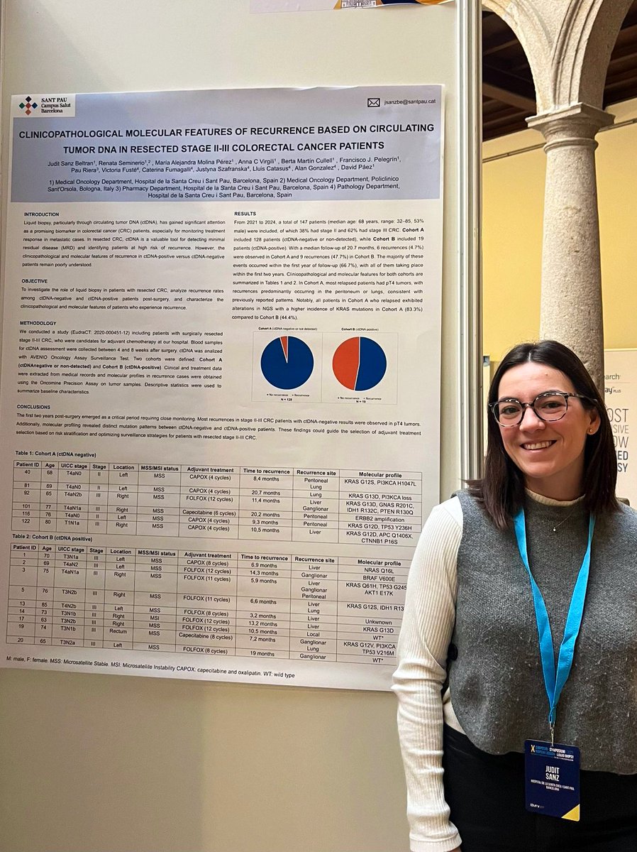 OncoSantPau (@oncosantpau) on Twitter photo 🟣 LaDra.<a href="/juditsanz/">Judit Sanz Beltran</a> presenta un treball al X Simposio Biopsia Líquida 2025: Clinicopathological and Molecular Features of Recurrence Based on Circulating Tumor DNA in Resected stage II-III Colorectal Cancer Patients
#orgullsantpau <a href="/HospitalSantPau/">Sant Pau - Campus Salut Barcelona</a> 🟣 LaDra.<a href="/juditsanz/">Judit Sanz Beltran</a> presenta un treball al X Simposio Biopsia Líquida 2025: Clinicopathological and Molecular Features of Recurrence Based on Circulating Tumor DNA in Resected stage II-III Colorectal Cancer Patients
#orgullsantpau <a href="/HospitalSantPau/">Sant Pau - Campus Salut Barcelona</a>