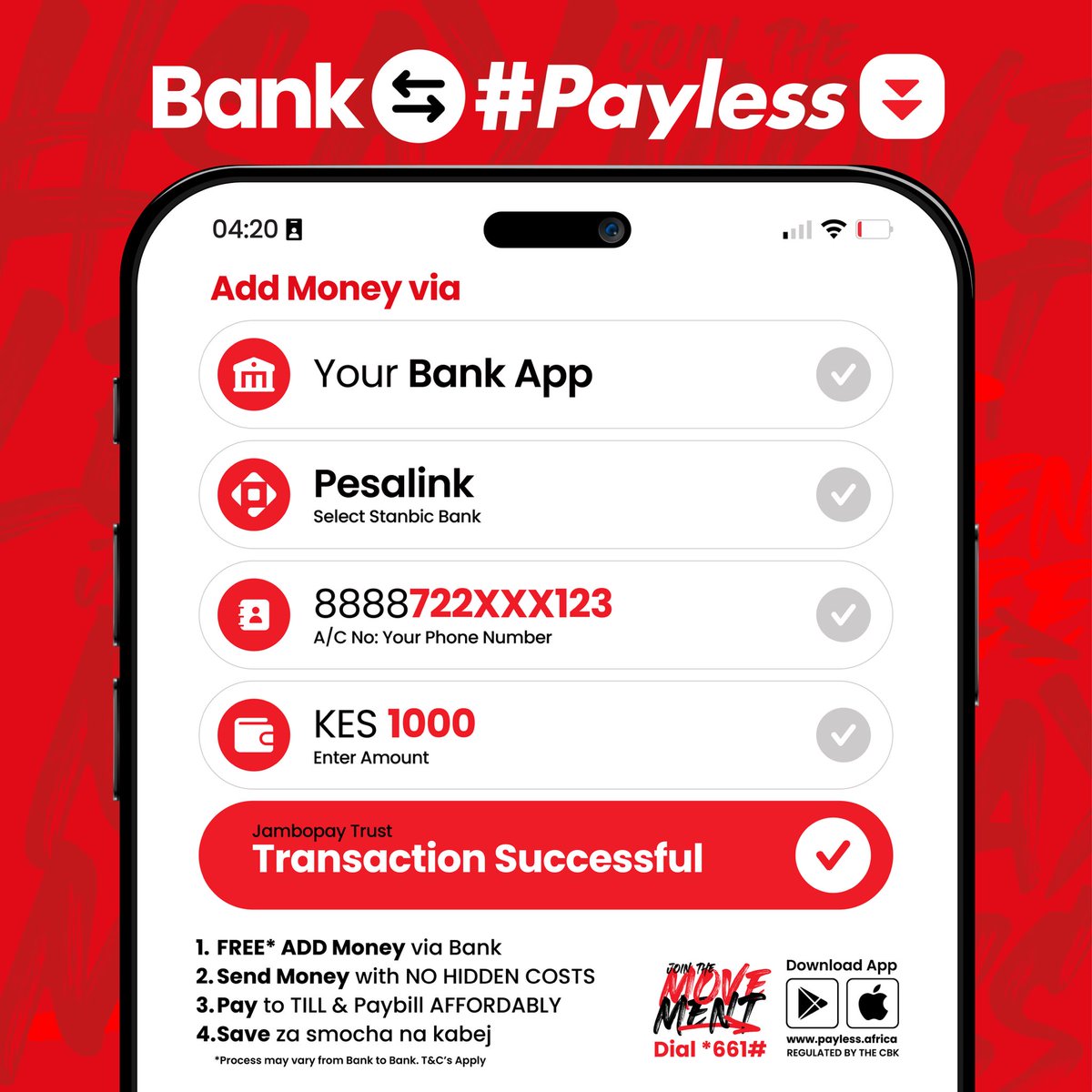 Payless_Africa's tweet image. WE HEARD YOU!

You can now ADD MONEY from your BANK directly to #Payless wallet and SAVE MORE on those transaction costs.

DOWNLOAD #Payless app NOW payless.africa/download

#Bank2Payless