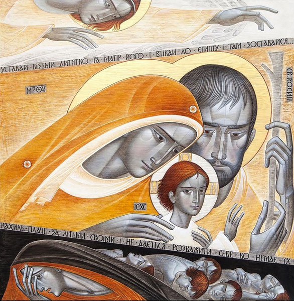 OnAncientPaths's tweet photo. The Christian God is uniquely the Migrant God, the Refugee God, the God with no place to lay His head. The God who identifies himself with the hungry, the thirsty, the prisoner. If you’re a Christian and that doesn’t play a fundamental role in your political and economic thinking, then you need to rethink your Christianity or your politics or both.

(icon is Flight To Egypt by Lyuba Yatskiv)