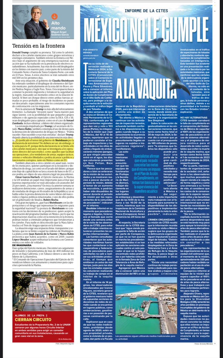 ernesto_mendez's tweet photo. Informe de la @CITES 
México no le cumple a la #VaquitaMarina 
Vía @Excelsior 
📰  https://t.co/cKhYN6gjfR https://t.co/EzFiHyxR6Y