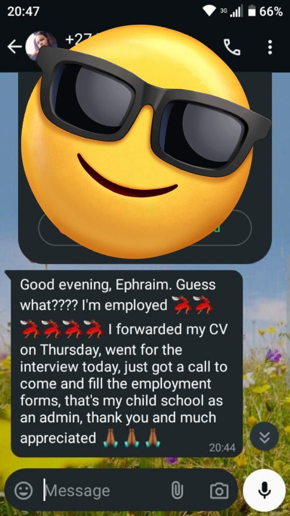 Ephraim_Snr's tweet photo. Revamp your CV to attract recruiters
Only R25 for the unemployed and R50 for the employed. CV + Cover letter R90

Dm, call or WhatsApp: 073 330 8330

#BBMzansiumlilo https://t.co/Ud6Wi8mg9R