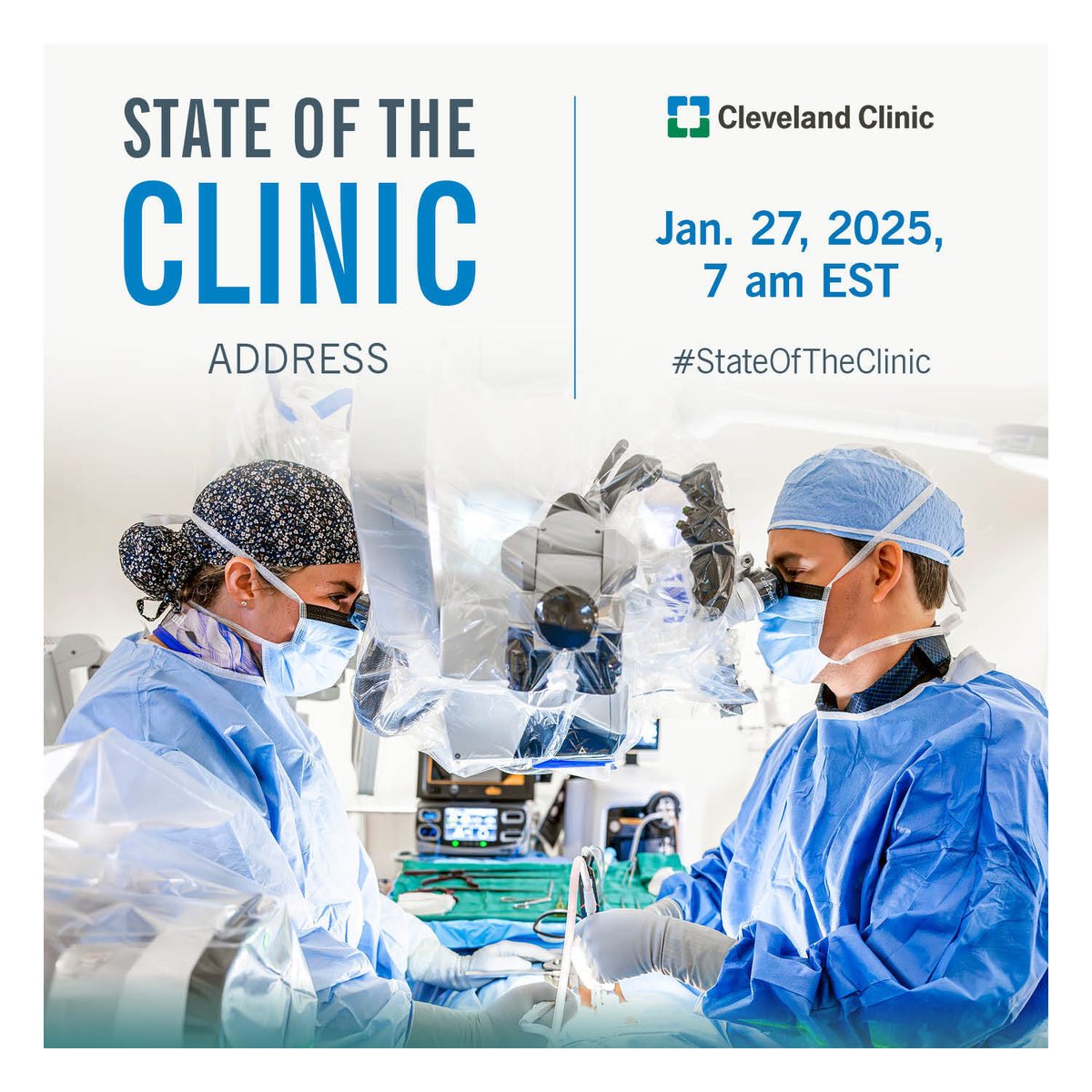 Our CEO and President Tom Mihaljevic, MD, will deliver the annual State of the Clinic address virtually on Monday, January 27th, 2025, at 7am EST.
RSVP here: clevelandclinic.org/2025stateofthe…