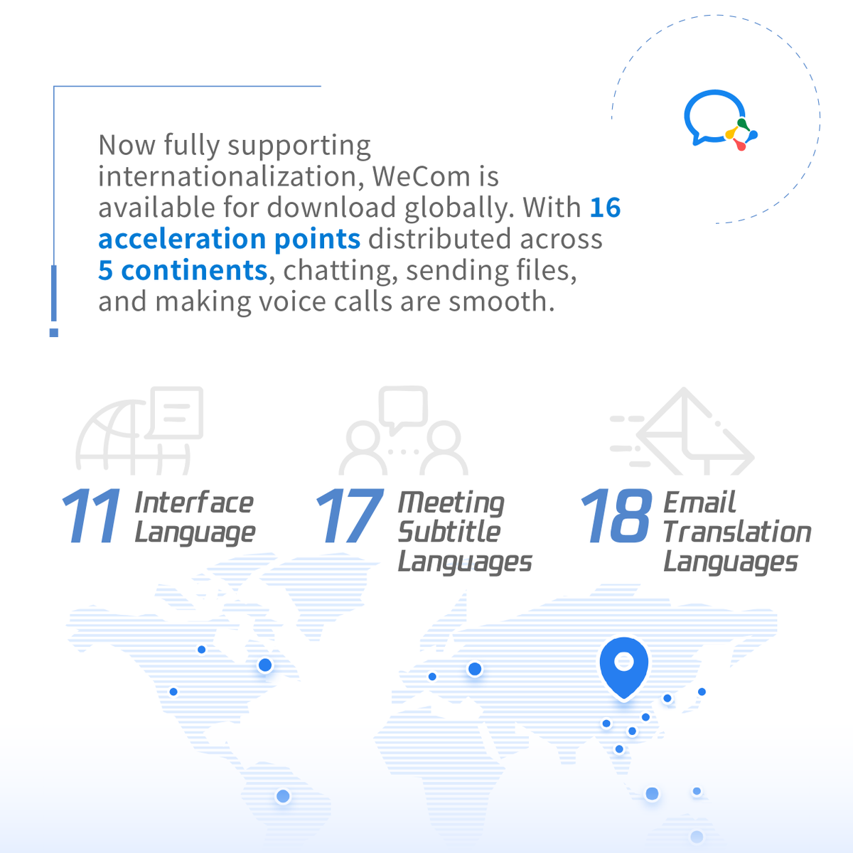 Weixin_WeChat's tweet photo. WeCom seamlessly integrates global collaboration and customer engagement. It empowers Chinese businesses to expand internationally while assisting global companies in driving digital transformation and connecting with China's market. 

#WeCom #GlobalBusiness #Collaboration https://t.co/KPHNZQob7e