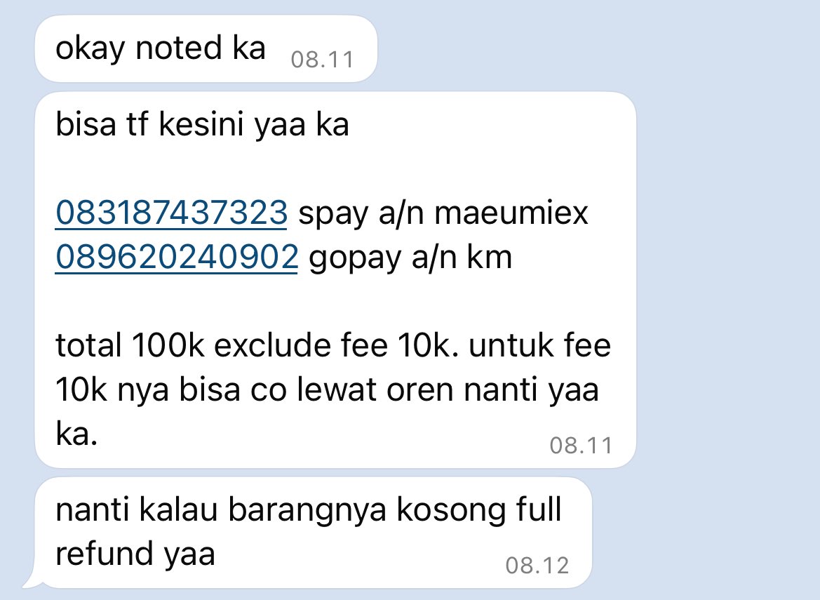 adore__lab's tweet photo. 🚨 SCAM ALERT 🚨

PENIPU JASTIP LAFIYE UNVEILS‼️‼️

⚠️⚠️⚠️ @gyuwoniest  ⚠️⚠️⚠️

no wa pelaku 👉🏻 081952877529 ( flo )
nomer tf 👇🏻
083187437323 spay a/n maeumiex
089620240902 gopay a/n km

t. scammer jastip jasa titip penipu shopeepay https://t.co/shgLBTPqof