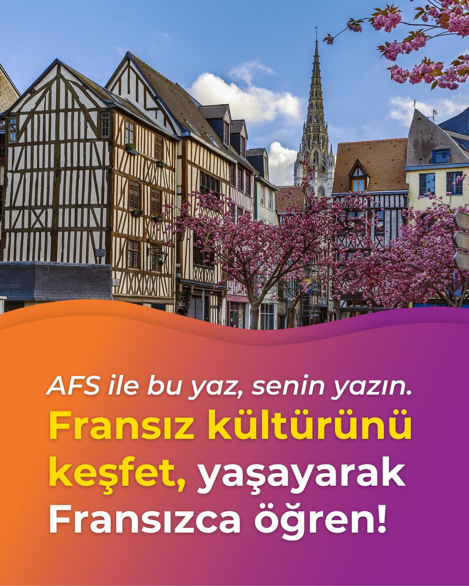 🇫🇷Fransızcayı ve Fransız kültürünü yaşayarak öğren! 

Fransa’nın büyüleyici Rouen kentinde haftada 25 saat Fransızca eğitimi alırken, yerel bir aile yanında konaklayabileceğin  ve Fransız kültürünü deneyimleyebileceğin programı keşfet.

👉turkkulturvakfi.org.tr/programs/frans…