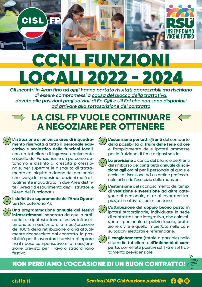 cislfp's tweet photo. 𝗙𝘂𝗻𝘇𝗶𝗼𝗻𝗶 𝗟𝗼𝗰𝗮𝗹𝗶 🔎
Lo stallo delle trattative per il nuovo #contratto è un’occasione persa!❌

Nonostante le posizioni di FP CGIL e UIL FPL che bloccano le trattative, la @cislfp continua a negoziare più diritti, equità e tutele! 💪

➡️ Scopri i nostri obiettivi! 👇 https://t.co/NGebRx5WFT