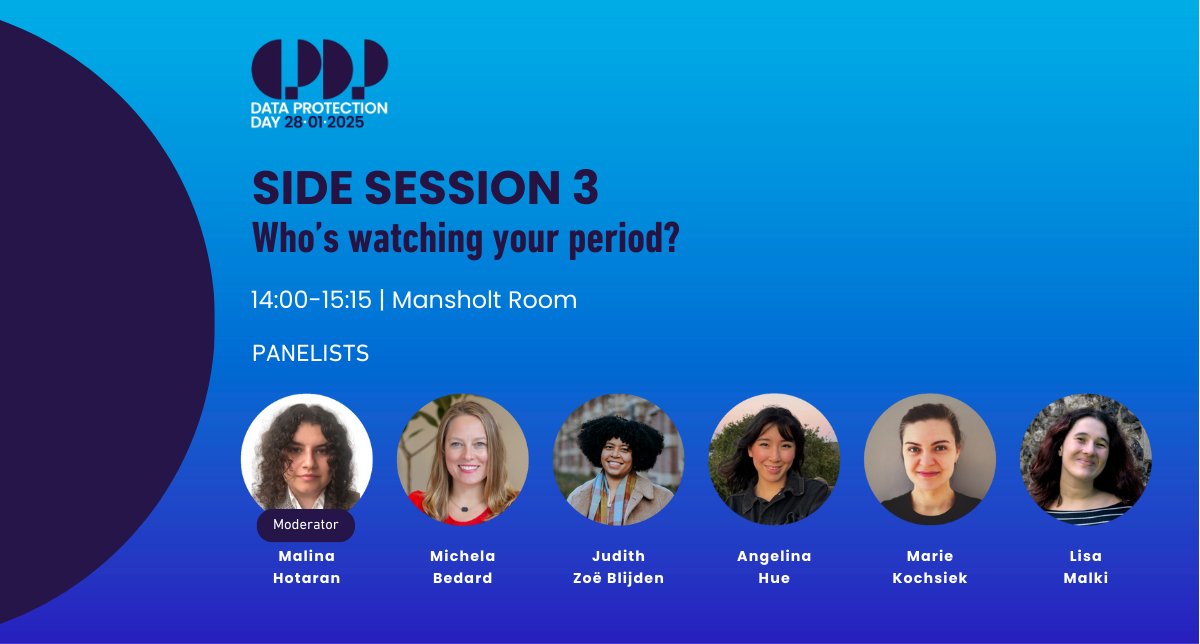 EDPS (@eu_edps) on Twitter photo Side Session 3⃣ : "Who’s watching your period?" - led by Malina Hotaran, the panel will include insights from: <a href="/michelabedard/">Michela Bedard</a>, J.Z.Blijden, A.Hue, <a href="/bl00dymarie/">Marie Kochsiek</a> & Lisa Malki.
👉 cpdp-dataprotectionday.eu
#DataProtectionDay #DPD2025 Side Session 3⃣ : "Who’s watching your period?" - led by Malina Hotaran, the panel will include insights from: <a href="/michelabedard/">Michela Bedard</a>, J.Z.Blijden, A.Hue, <a href="/bl00dymarie/">Marie Kochsiek</a> & Lisa Malki.
👉 cpdp-dataprotectionday.eu
#DataProtectionDay #DPD2025