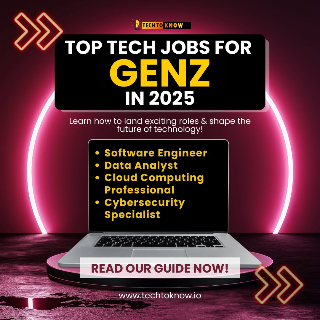 TechtoKnow25's tweet image. Ready to level up your career? Check out our comprehensive guide to top tech jobs for Gen Z in 2025. Your dream job is waiting! 🌟 
Read more:
techtoknow.io/tech-jobs-for-…

#TechCareers #GenZ #FutureTech
