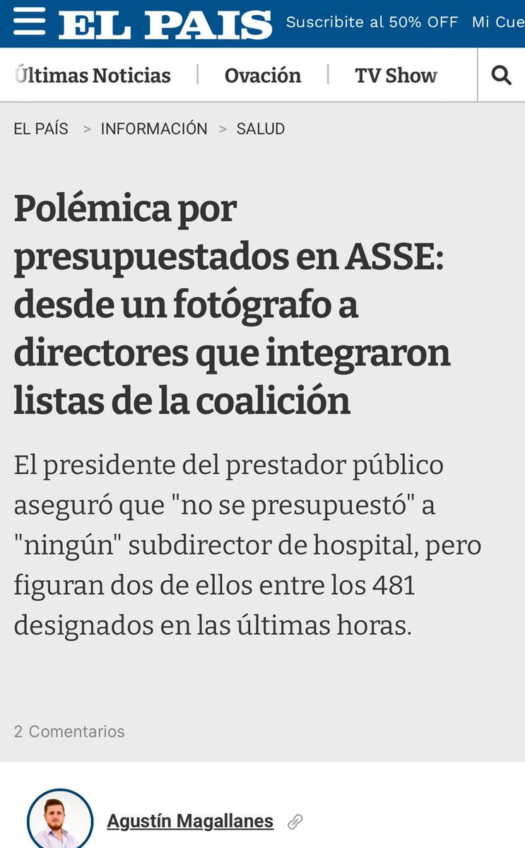 🏨 ASSE - agencia de colocaciones 🚨

Fotógrafo de Lacalle, Chofer de Cipriani y decenas de cargos de confianza de direcciones y sub direcciones de todo el país ingresan a ser funcionarios públicos en una acción legal pero políticamente rechazable, repudiable y del peor