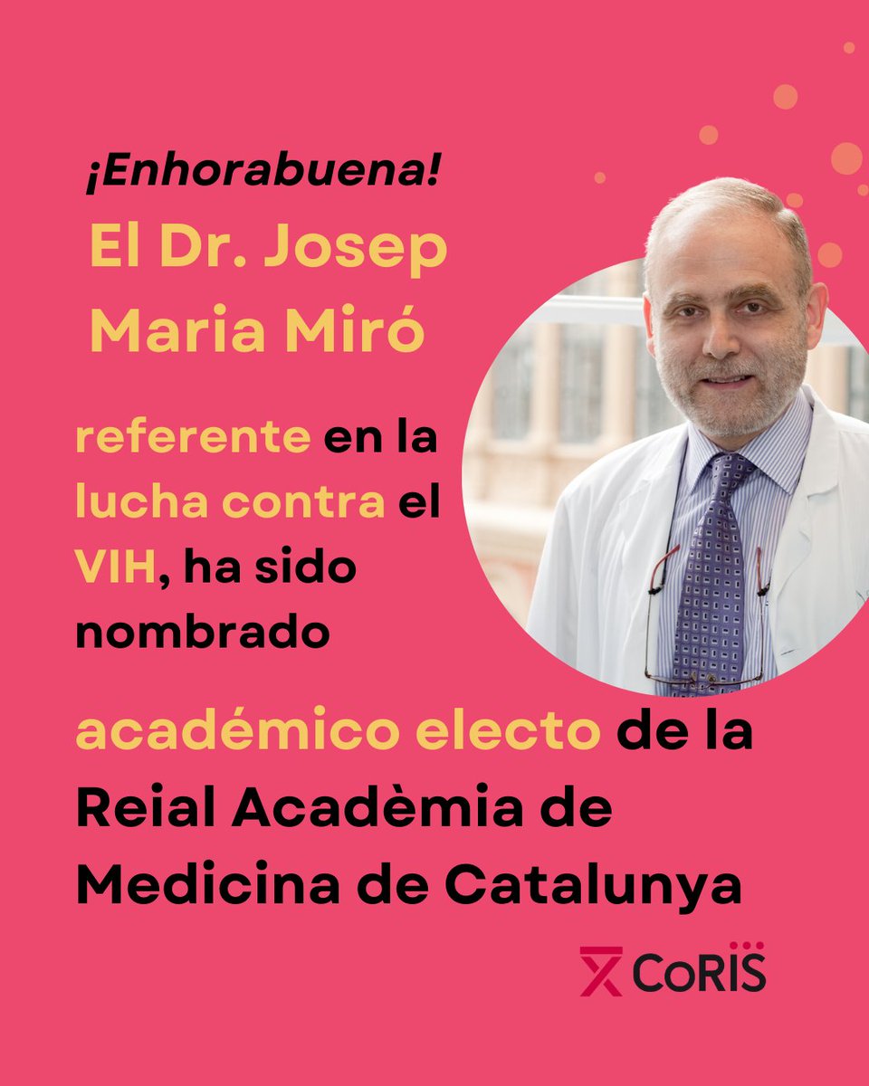 Cohorte_coris's tweet photo. ¡Felicidades al Dr. Josep Maria Miró! 🎉

Con más de 40 años de dedicación, ha sido nombrado académico electo de la Real Acadèmia de Medicina de Catalunya. Referente mundial en #VIH y enfermedades infecciosas, su legado es imparable. 🔬

👉 Ver evento completo aquí: https://t.co/7DIeV3AEur

 #Medicina #Ciencia #Innovación #Salud #LuchaContraElVIH