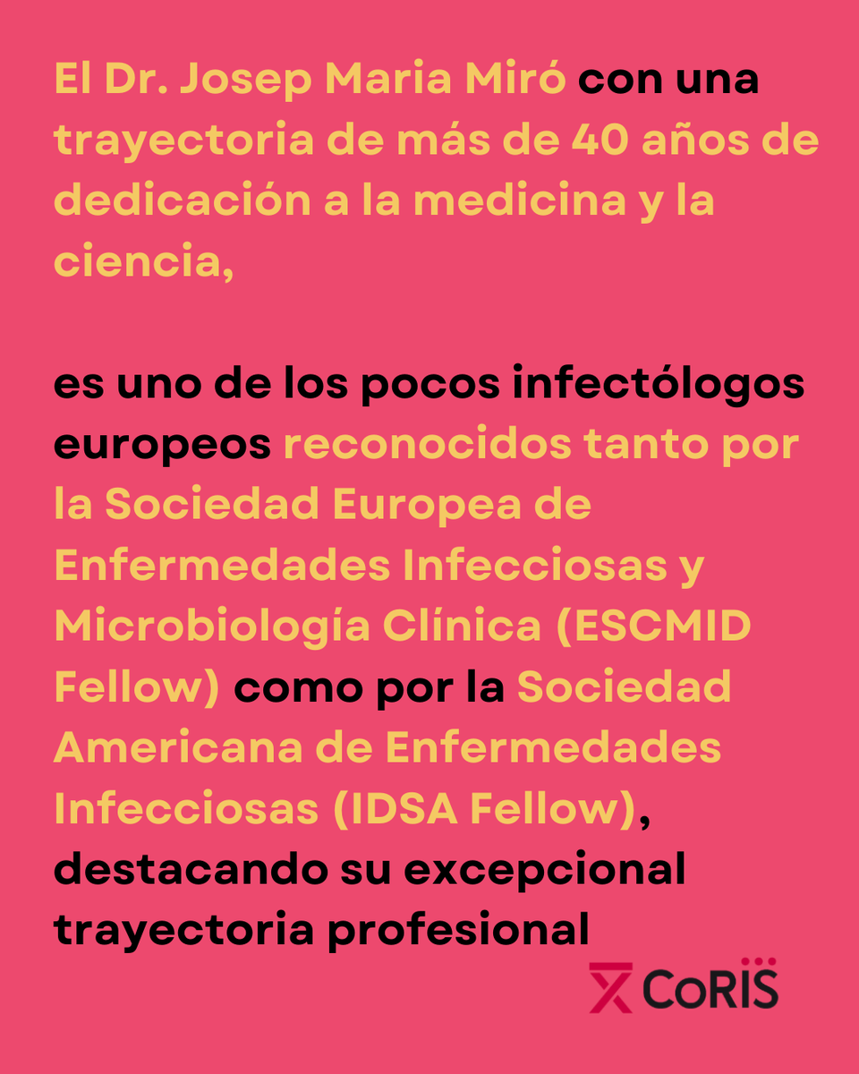 Cohorte_coris's tweet photo. ¡Felicidades al Dr. Josep Maria Miró! 🎉

Con más de 40 años de dedicación, ha sido nombrado académico electo de la Real Acadèmia de Medicina de Catalunya. Referente mundial en #VIH y enfermedades infecciosas, su legado es imparable. 🔬

👉 Ver evento completo aquí: https://t.co/7DIeV3AEur

 #Medicina #Ciencia #Innovación #Salud #LuchaContraElVIH