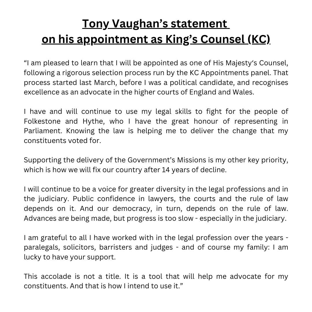 Tony Vaughan KC MP tweet media
