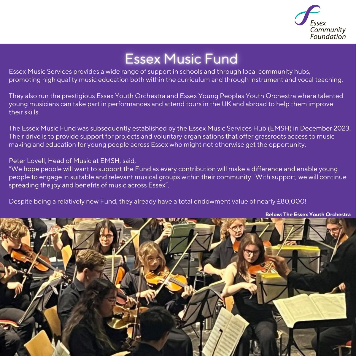 Music is at the heart of this week's #FundHolderFriday 🎵🎹🎻

The Essex Music Fund's ambition is to nurture the next generation of musical talent, as well as offer grassroots access to music making and education.

#music #legacy #giving #CommunityFirst