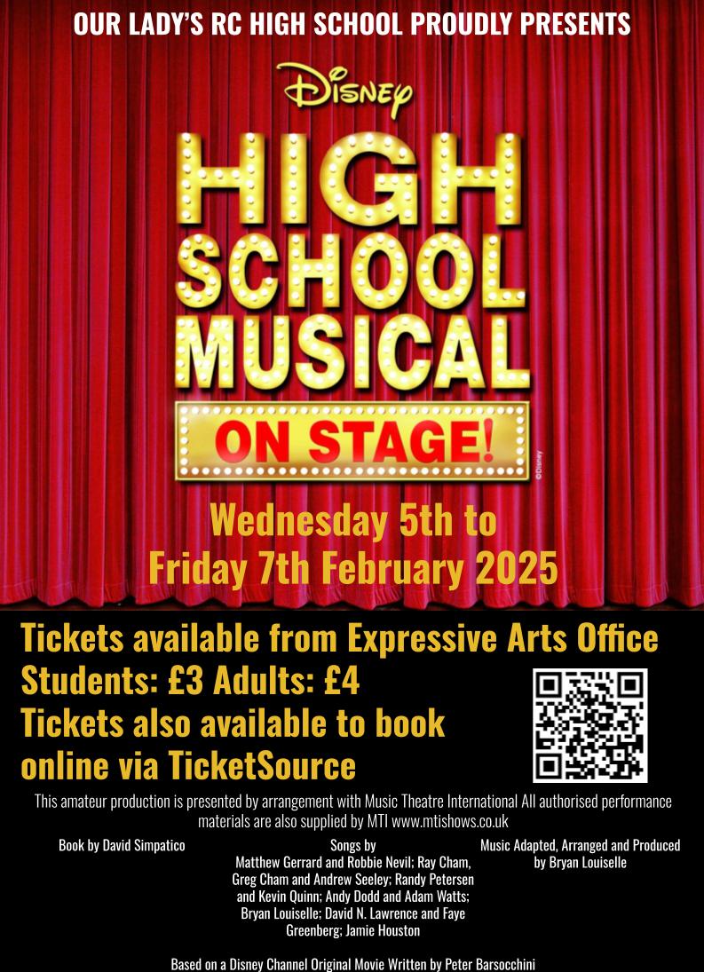 Happy Friday Wildcats! 
With only 12 days until opening night, tickets are soaring, flying of the shelf! Here is the link for tickets or if you would prefer - come and see Mr Montgomery in the foyer at lunchtime before we sell out! 🙂
ticketsource.co.uk/ourladysmanche…