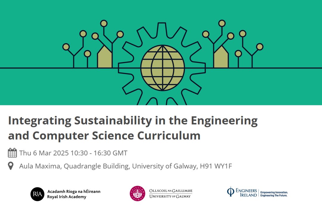 Ryan Institute @ University of Galway (@ryaninstitute) on Twitter photo In collaboration with <a href="/RIAdawson/">Royal Irish Academy</a> and <a href="/EngineerIreland/">Engineers Ireland</a>, <a href="/uniofgalway/">Ollscoil na Gaillimhe | University of Galway</a> is hosting a conference to explore the integration of #sustainability in engineering and computer science programmes in Ireland.
Thu 6 March, 10.30am, University of Galway
👉Book here: tickettailor.com/events/royalir… In collaboration with <a href="/RIAdawson/">Royal Irish Academy</a> and <a href="/EngineerIreland/">Engineers Ireland</a>, <a href="/uniofgalway/">Ollscoil na Gaillimhe | University of Galway</a> is hosting a conference to explore the integration of #sustainability in engineering and computer science programmes in Ireland.
Thu 6 March, 10.30am, University of Galway
👉Book here: tickettailor.com/events/royalir…