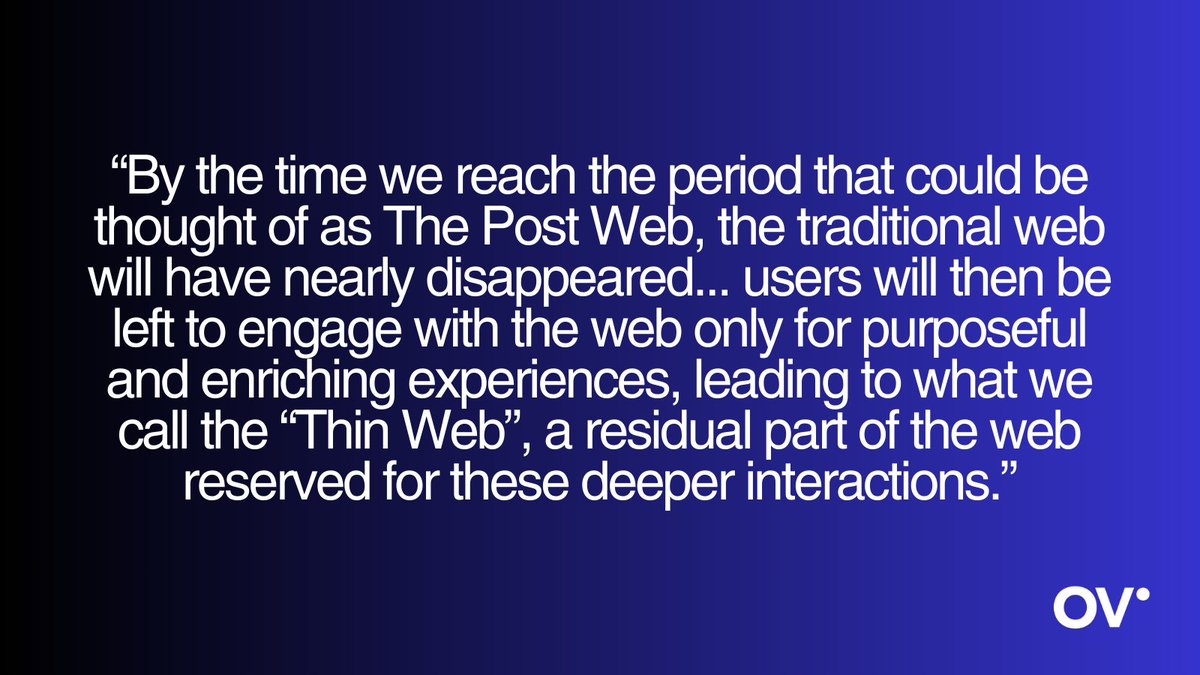 TheTetherman's tweet photo. The Post Web is coming and DePINs are powering it

Outlier Ventures' Post Web thesis is key to understanding blockchain and crypto's future. 

According to @OVioHQ we are in the early stages of Convergence, where the intended users of Web3 technology have finally arrived - AI agents  🤖  The blockchain's decentralized nature supplies these agents with the ideal environment to operate.

The Post Web

Instead of us endlessly searching the web, scrolling and clicking, AI agents will understand what we want (intents) and get it done (outcomes), moving us from an attention economy to an intention economy - from  extraction to satisfaction  😀

As we delegate more and more tasks to AI agents, the agents will become the dominant users of the web, and we will see the web evolve from one designed for humans to one designed for machine-to-machine interactions. 

Why the Post Web needs DePIN

AI needs data storage, computing power, and much more to do its jobs effectively. Decentralized physical infrastructure networks (DePINs) will provide the resources it needs. DePINs will also become the embodiment of AI through hardware, robotics, and machine automation, creating a symbiotic relationship where AI can leverage physical infrastructure to execute tasks in the real world (physical AI).

DePINs are delivering what AI needs at a better price and with less value extracted from us, by cutting out middlemen (i.e. centralised platforms), and enabling efficient resource use of often underutilised assets (think smartphones, laptops, bandwidth, etc). This infrastructure is maintained through token incentives, allowing contributers to earn passive income. AI agents are also well positioned to support us to take advantage of these opportunities as they arise 💰

Return to Base Camp

DePINs are therefore critical to the development of the Post Web. It's no surprise then, that Outlier Ventures are reuniting with @peaq for their second DePIN Base Camp accelerator program - this time "Post Web Verified." @1kxnetwork also joins the program this year as a venture partner. 

The projects being sought for this cohort will have a focus on:

Hardware-centric innovations  
- Think @geodnet 
Bring-your-own-device ecosystem (BYOD)
- Think @silencioNetwork 
Agent-2-Machine Economies
- Think @combinderio collab with Olas and Nevermined

Applications are open now and will close mid-February  ⌛️

Recent updates from some of last year's DePIN Base Camp alumni (caveat - things move fast!):

@KaisarNetwork - 700k+ ZeroNode users and 100 million uptime hours
@ROVR71776 - Pre-sale sellout of first LiDAR-equipped 3D data collection device
@YOM_Official - Finalist for @seedlegals Startup Award in the Game Changer category
@roam_network: 67k+ RoamApp downloads and 850 million real data records across 191 countries
@AYDO_AI: 7k supported devices

Which projects do you see shaping the Post Web?