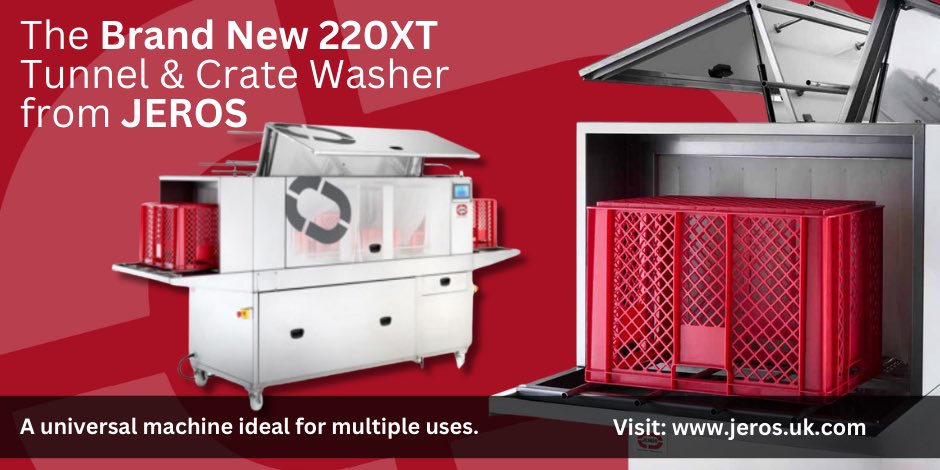 UkJeros's tweet photo. The Brand New 220XT Tunnel &amp; Crate Washer from JEROS. A game changing solution designed to streamline your cleaning processes with versatility &amp; efficiency. Watch: https://t.co/PdRAFNjVfY

#warewashing #foodproduction #foodmanufacturing #foodmachinery #bakeryequipment https://t.co/vX9kKlonAc