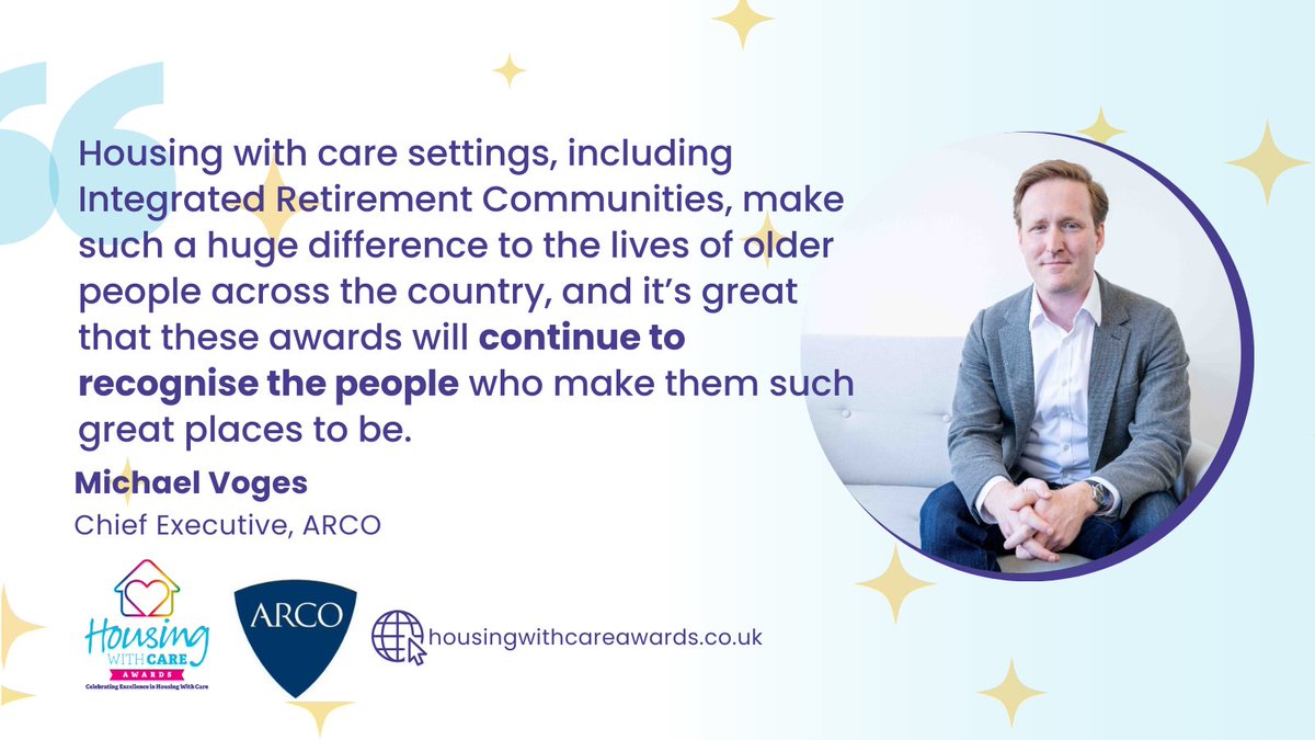 Housing With Care Awards (@hwcawards) on Twitter photo π The Housing with Care Awards, supported by ARCO, celebrate excellence in the housing with care sector! π‘
<a href="/ARCOtweets/">ARCOtweets</a>
β° Nominations close 28th April β submit yours today: bit.ly/3tRgX7O
#HousingWithCareAwards π The Housing with Care Awards, supported by ARCO, celebrate excellence in the housing with care sector! π‘
<a href="/ARCOtweets/">ARCOtweets</a>
β° Nominations close 28th April β submit yours today: bit.ly/3tRgX7O
#HousingWithCareAwards