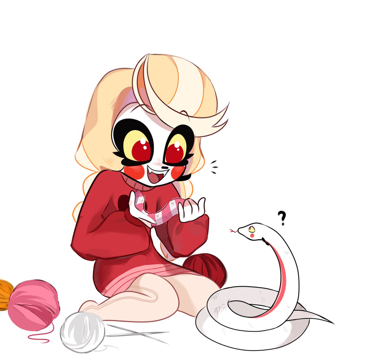 ruosen618121's tweet photo. Charlie knitted a sweater for her daddy🧣
#HazbinHotelLucifer 
#HazbinHotelCharlie https://t.co/YUfy3kZTRe