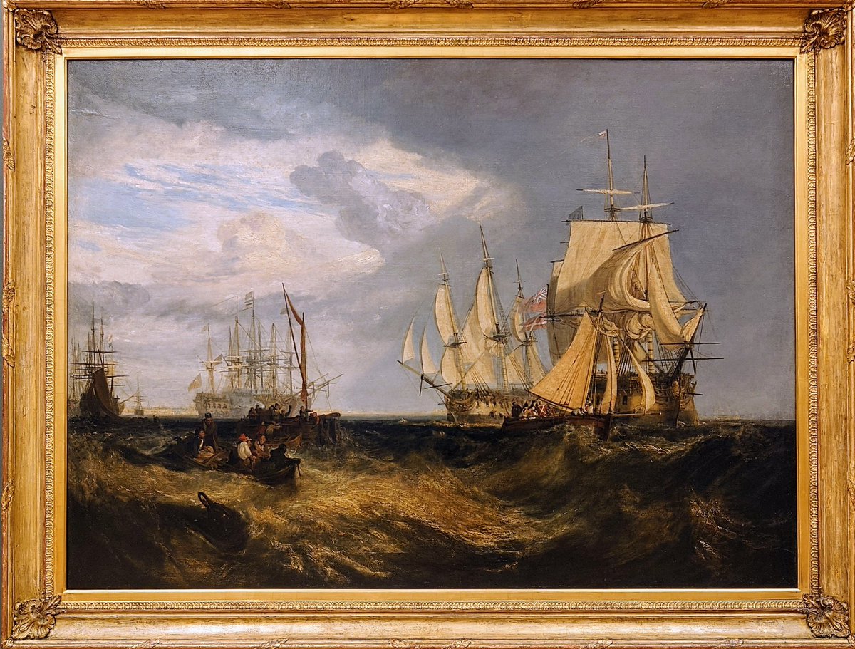 J. M. W. Turner (1775–1851): Vieraan valtion Itämerellä haltuun otetun aluksen irronnutta ankkuria nostetaan merivoimien johdolla (1807)