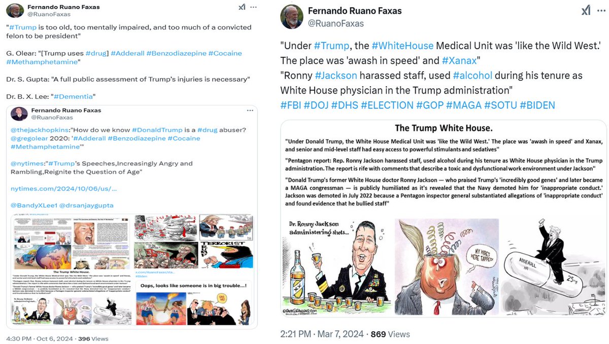 RuanoFaxas's tweet photo. @freddyatton "#TRUMP,ADDICTED TO #AMPHETAMINES SINCE 1982"?What effects do #drugs like #Adderall,#Xanax have on people who suffer from illnesses such as #dementia,#psychopathy,malignant #narcissism,Obsessive Compulsive Disorder (#OCD),#obesity?What happens if the patient is a 78-year-old man? https://t.co/V5OtI2QmKR