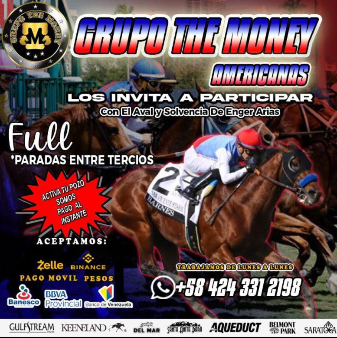 ENGERDAV's tweet photo. ✅🤙 *HOY SE JUEGA LAS CARRERAS AMERICANAS*

✳️🔜 *ACTIVA TU POZO YA Y DISFRUTA EL PLACER DE JUGAR*

✅ *PARADAS ENTRE TERCIOS AMERICANAS 🇺🇸🏇*

✅ *JUEGA TU DEPORTE PREFERIDO*

1️⃣ *
PARLEY
2️⃣ DIRECTA
3️⃣ MOROCHA

📲 PAGO MOVIL
0424.331.21.98
CI: 15.498.437
VENEZUELA Y PROVINCIAL https://t.co/7nHDysVBab