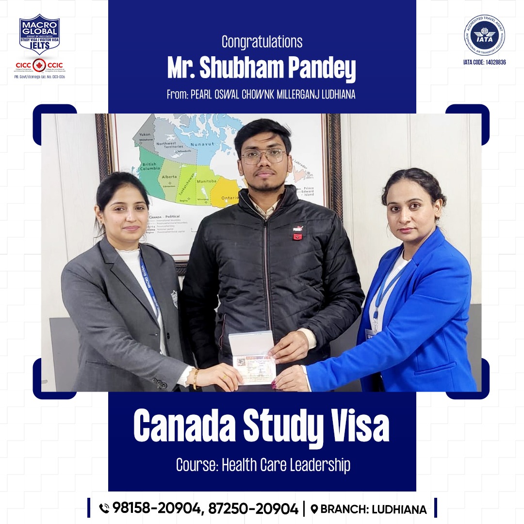 gurmilap27's tweet image. 🎉 Congratulations to Mr. Shubham Pandey on getting his Canada Study Visa approved for the Healthcare Leadership course! 🇨🇦

Looking for a study visa? We’re here to assist—reach out now!
📲 87250-20904 || 📲 98158-20904
.
.
.
#MacroGlobal #CanadaStudyVisa #HealthcareLeadership
